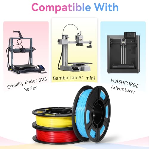Image of Dynta 250g x 6 Spools Multi-Color 3D Printer Filament, Standard PLA with High Precision 1.75mm ±0.02mm, Compatible with Bambu Lab, Creality and Flashforge, Perfect for Beginners and DIY Enthusiasts.