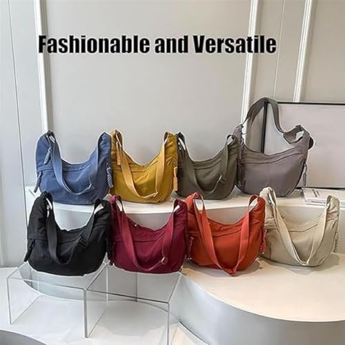 Thepinkgalaxy Women's Fashion Plain Color Nylon Crossbody Hobo Bag, Crossbody Bags for Women, Multi Pocket Slouchy Sling3