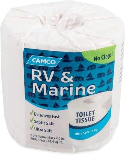 Image of Camco 40280 TST 2-Ply Toilet Paper, Individual Roll - 400 Sheets (Pack of 6)