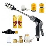 Pressure Washer- 15x More Powerful Than Hoses, with Foam Cannon & 6 Universal Adapters, 360° Rotating Spray Modes, Stainless Steel Cleaning Tool for Car Detail, Patio & Window Wash