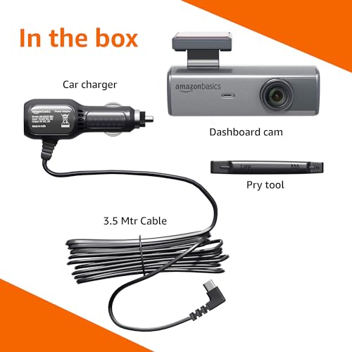 Image of Amazon Basics Car Dash Camera Full HD 1080p, 150 Wide Angle, F2.0 Aperture, Super-Capacitor, G-Sensor, WiFi, Parking Mode, Upto 128GB Supported