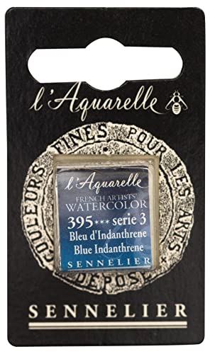 セヌリエ 透明水彩絵具 l'Aquarelle ハーフパン 395 ブルーインダスレン