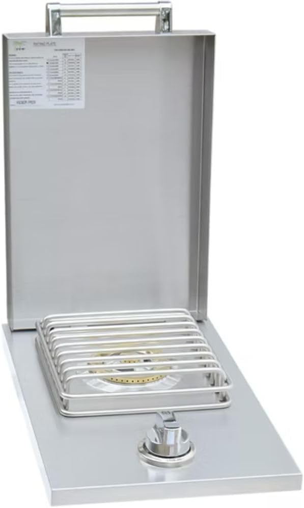 KoKoMo Single Side Burner 12,000 BTU Stainless Steel Outdoor Kitchen Natural Gas Burner, SureLight Blowtorch Ignition, 8mm Cooking Grids, Brass Ring Burners