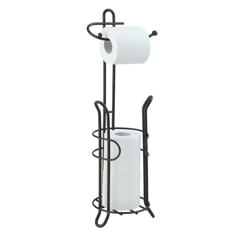 Acrylic Design Art Bathroom Toilet Tissue Paper Holder Stand, Freestanding Metal Wire Toilet Paper Roll Holder Stand and Dispenser - Bathroom Storage Organization - Holds 3 Rolls (Black) (B0DB2GKTDJ) Amazon Price History, Amazon Price Tracker
