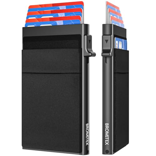 Gifts for Men, Pop Up Minimalist Wallet for Men RFID Blocking Slim Credit Card Holder Front Pocket EDC Mens Wallet (Black)