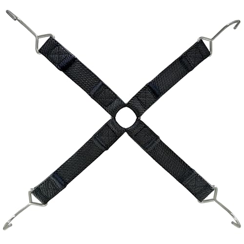 Marcobrothers Flat Bungee Cord with Hook Heavy Duty, Cross Shaped Binding Elastic Bungee Cargo Net (Black, 48 inches)