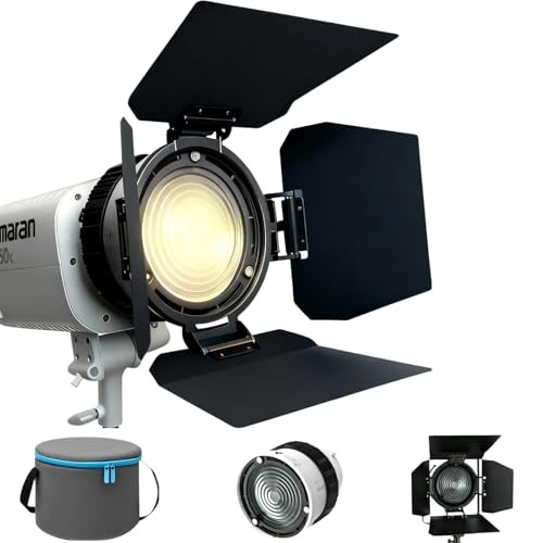 DFCINE 10X Lentille Fresnel à Monture Bowens avec Volets à 4 Feuilles, Faisceau Réglable 10°–45°, Zoom à Mise au Point Arrière pour Lampe COB ≤200W,...