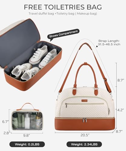 Travel Duffle Overnight Weekender Bags for Women Toiletry Bag - Beige3