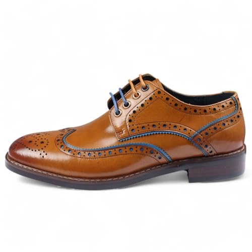 Men's Brown Brogue Leather Classic Dress Shoes- Simon
