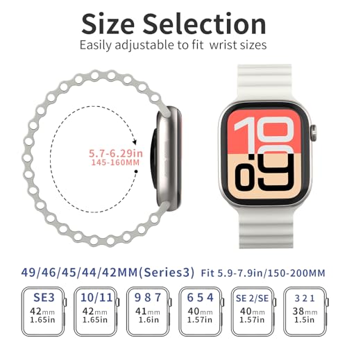 Ocean Solo Loop Bands Compatible with Apple Watch Band for Women Men 38mm 40mm 41mm 42mm, Soft Silicone Waterproof Stretchy Strap for iWatch Series 11 10 9 8 7 6 5 4 3 SE - image 6
