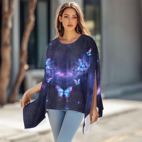 Bat Wing Blouses Cape Tops 2024 Trendy Soft Cozy Breathable Poncho Shirt Bat Wing Top Dining Out Formal Attire2