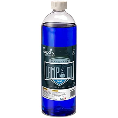 Hyoola Candles Liquid Paraffin Lamp Oil - Blue Smokeless, Odorless, Ultra Clean Burning Fuel for Indoor and Outdoor Use - Highest Purity Available - 32oz Cover