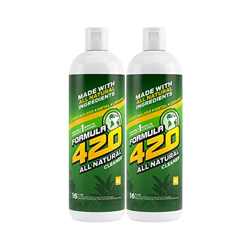 ALL NATURAL Formula 420 pirex-glass metal-ceramic cleaner, 2 Bottles, 16 Ounces Each
