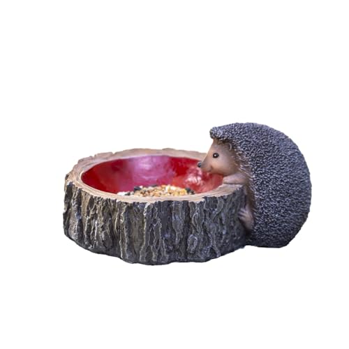 Hedgehog On Log Bird Feeder 24x12x19cm Resin Garden Round Dish Water Bath Seed Food Station