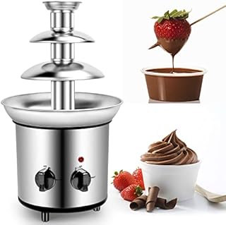 Outamateur Chocolate Fondue Fountain 32-Ounce Stainless Steel Electirc Chocolate Fondue Set,Chocolate Melting Foundue Set for Chocolate/Butter/Candy (3-Tier)