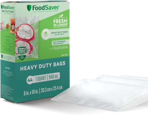 Image of FoodSaver Heavy Duty Quart Vacuum Seal Bags,with 30% Extra Thickness,Compatible with All FoodSaver Appliances,44 Count (Pack of 6)
