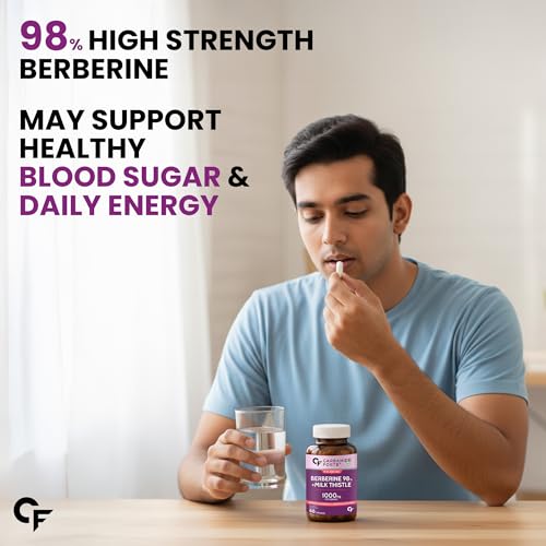 Image of Carbamide Forte 98% Berberine supplements with Milk Thistle | 1000mg Berberine HCl per Serving for Metabolism, Digestion, Liver Detox & Immunity Support | High Potency Berberine HCl - 60 Veg Capsules