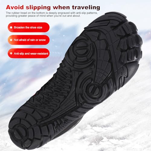 Image of Winter Footwear Barefoot Shoes Women Men Zero Drop Barefoot Hiking Boots Slip On Warm Waterproof Snow Boot Minimalist Wide Toe Ankle Booties Five Finger Hike Shoes Outdoor