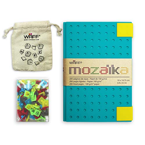 Waff Mozaika - Cuaderno creativo, 200 páginas, 10 x 14.75 cm, talla M, color verde turquesa