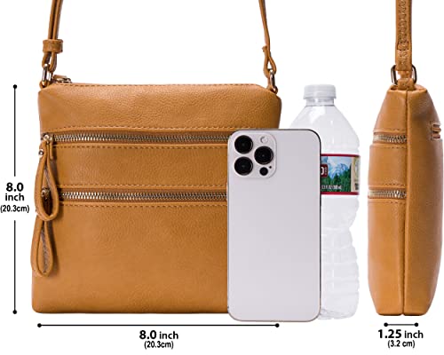 Image of Solene Small Multi Zipper Pocket Crossbody Bag with Adjustable Strap, Lightweight Travel Purse, Daily Small Messenger Pouch