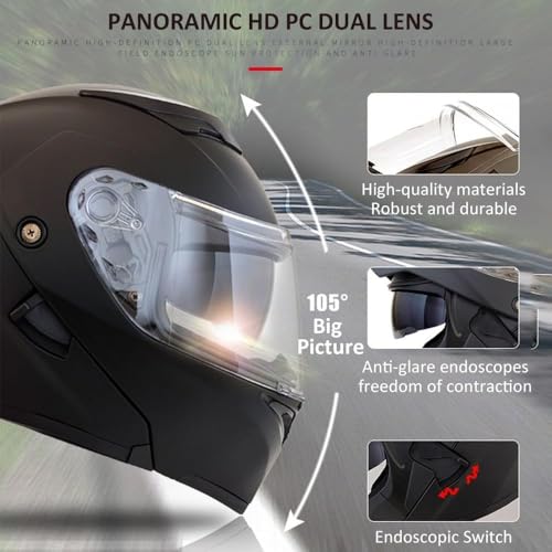 Casque intégral de moto modulable avec Bluetooth antibruit léger - 3