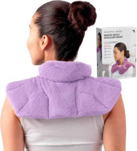 Image of Sharper Image Heated Neck&Shoulder Wrap-Microwavable Warm&Cooling Plush Pad,Scented Aromatherapy (100% Natural Lavender-&Herb Spa Blend),Pain Tension Headache Relief Therapy,Gift for Women,(Pack of 8)