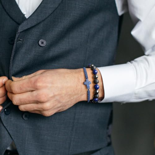 Pulsera Cross Beaded para hombre set 2 piezas miniatura 4