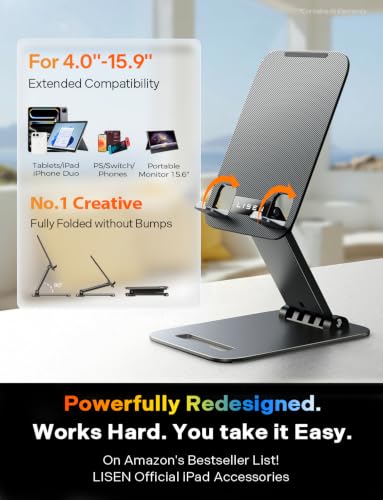 LISEN iPad Stand Tablet Holder for Desk, Kindle Accessories Stand for Apple - Image 2