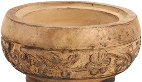 Decorative Rustic Wooden Sugar Bowl with Lid Wide Mouth Candy Treat Jar Spice Jar Holder Condiment Serving Bowl Pot Salt Spice Herb Loose Leaf Tea Storage Container Novelty Home & Kitchen