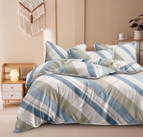 Image of 300 Tc Cotton Feel Glace Cotton Elastic Fitted Check Bedsheet Single Bed With 1 Pillow Cover Ii Bedsheet For Single Bed Elastic-36 inch X 78 inch Inches(Tokyo),Small Single,Multicolor