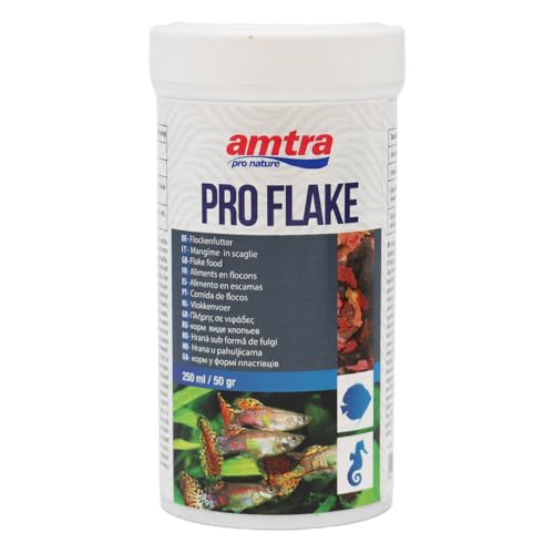Amtra Pro Flake 250 ml - Mangime di base completo in scaglie per pesci d’acquario d’acqua dolce e marina