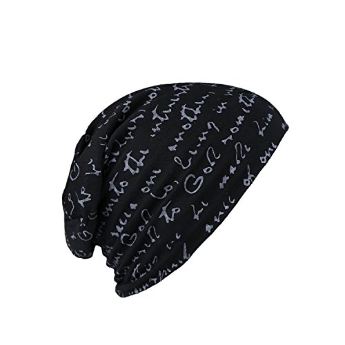 iSWEVEN Unisex Beanie | Organic Cotton Skull Cap | Black | Blue | Slouchy Beanie for Men | Helmet Cap | Cap for All Season | Skull Cap for Men & Women (7013), Black, One Size