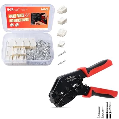 JRready ST6518 Mini-Fit Jr 6Pin 8Pin Power Connector Molex Connectors 5557 Series + ACT-SY-JRN011S-H Mini-Fit Jr Crimping Tool with Locator Ratchet Open Barrel Crimp Hand Plier 18-24AWG