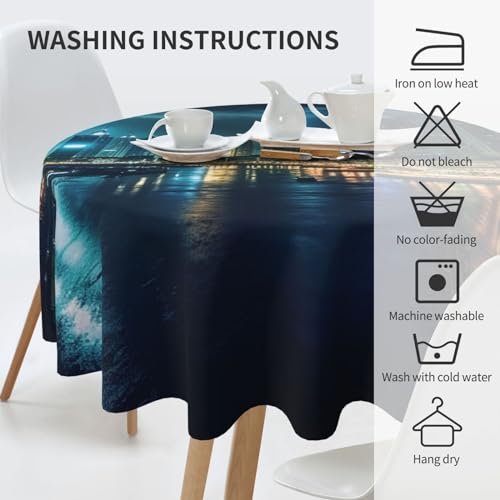Table protégée des taches grâce à la nappe ronde imperméable 152 cm - 5