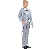 E-TING Handmade Clothes 1 set Groom Wedding Formal Tuxedos by Ken Business Suits Jacket Ties Shoes for Boy Dolls (Silver Tuxedos)
