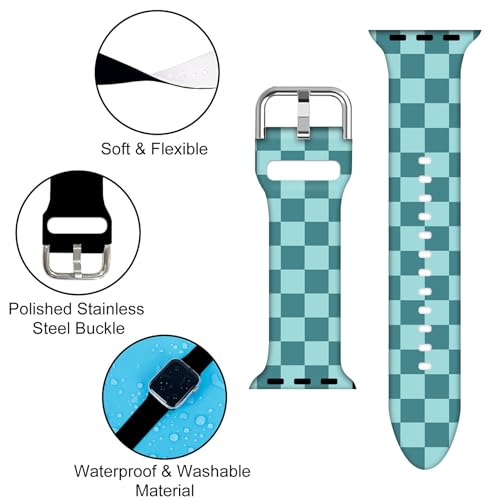 Correa compatible para Apple Watch silicona azul a cuadros miniatura 3