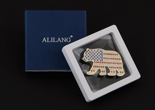 Image of Alilang American Flag USA Sparkly Crystal Rhinestone 4th of July Patriotic Pin Brooch
