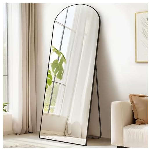 SONGMICS Specchio a Figura Intera, 160 x 50 cm, Specchio da Terra ad Arco con Supporto, Cornice in Lega di Alluminio, Vetro Temperato, Camera da Letto Soggiorno, Nero Inchiostro LFM031B01