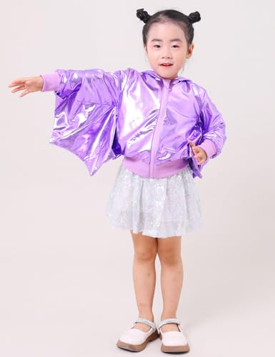 YIYI Girls Metallic Jacket Hoodie Zip Up Jakcets Kids Long Sleeve Unique Cute Bat Coat Boys Girls Outwear Halloween3
