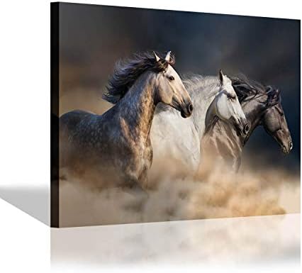 SD SOFT DANCE Horses Running Canvas Wall Art: Brown Horses Picture Painting Print Artwork for Living Room (36" x 24" x 1 Panel)