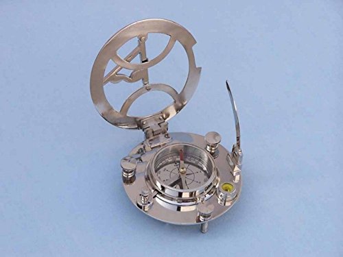 Brújula Náutica Redonda con Reloj Solar Hampton Chrome 6" miniatura 2