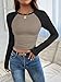 ATHMILE Womens Long Sleeve Shirts 2025 Fall Fashion Outfits Clothes Slim Fitted Basic Tee Going Out Crop Tops Cute Y2k Teen Girl Color Block T-Shirts