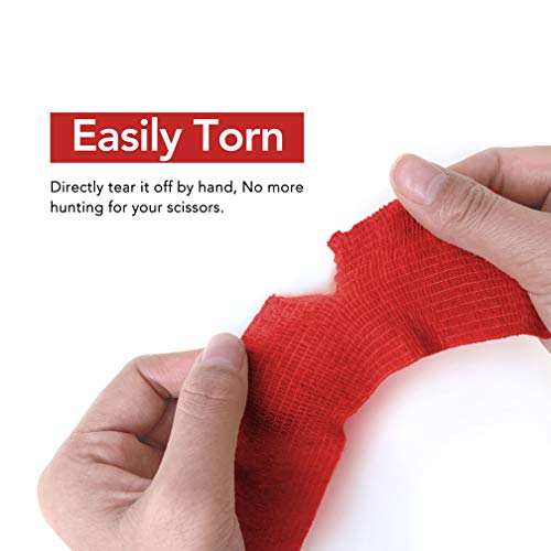 Risen Cohesive Bandage 2” X 5 Yards, 6 Rolls, Self Adherent Wrap Medical Tape, Adhesive Flexible Breathable First Aid Gauze Ideal For Stretch Athletic #TOP3