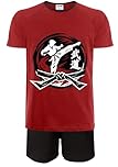 Jujak Kids Martial Arts Short Pyjamas Design 2 Pjs Judo Karate Taekwondo Cotton Lounge Wear (UK, Age, 9 Years, 10 Years, Regular, Red)