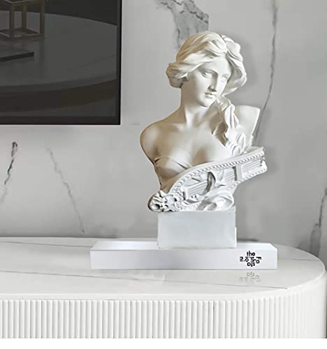 Tybbly Musical Greek Goddess Statue White Sculpture Resin Roman Goddess Bust Statues For Home Decor Coffee Table Office Living Room Collection Figurines Art Decoration (The Goddess) #TOP2