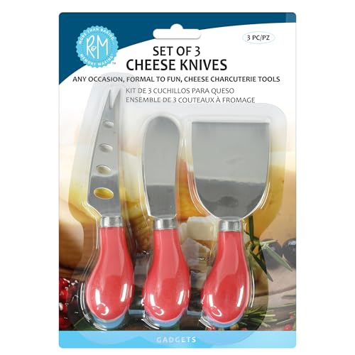 R&M Set of 3 Cheese Knives for Every Cheese Lover. Mini Stainless Steel cheese knife set with comfortable grip for Charcuterie boards for slicing, spreading and serving all types of cheese