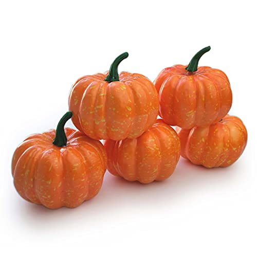 Lorigun 3"(80mm) Mini Citrouilles Artificielles 5Pcs Cover