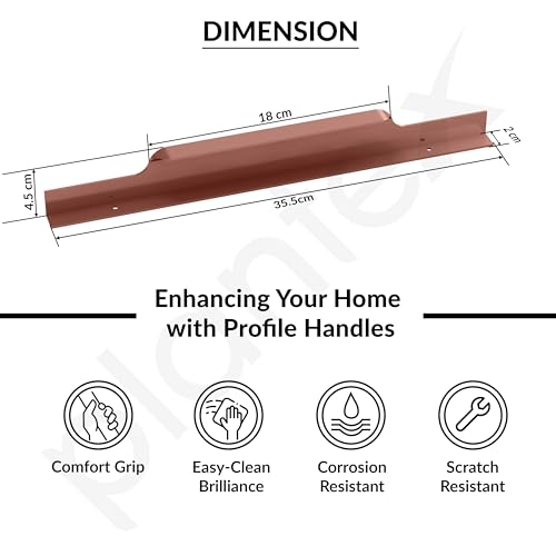 Image of Plantex Profile Handle for Kitchen Cabinet /14 Inch Aluminium Drawer Profile Handle /Wardrobe Pull Handle for Home /Office /Hotel - Pack of 2 (Rose Gold)