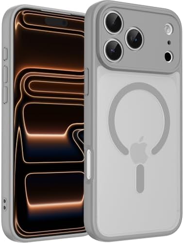 Magnetic Case for iPhone 17 Pro Max Case, Compatible with MagSafe, Shockproof for iPhone 17 Pro Max Case [15FT Military-Grade Drop Protection] Slim Translucent Matte Phone Cover, Matte Gray