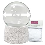 DIY 70015 DIY Snow Globe Set with Glass Ball Ornamental Base - White 65 mm Diameter Make Your Own Snow Globe